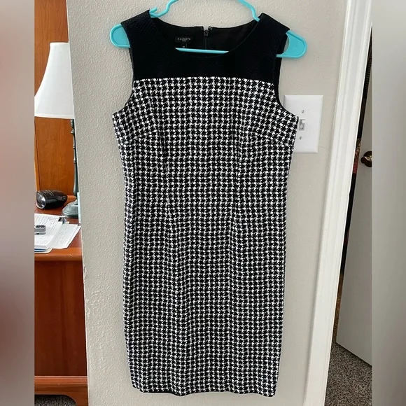 Talbots | Dresses | Talbots Black And White Checkered Fitted Zipper Back  Dress Beautiful | Poshmark
